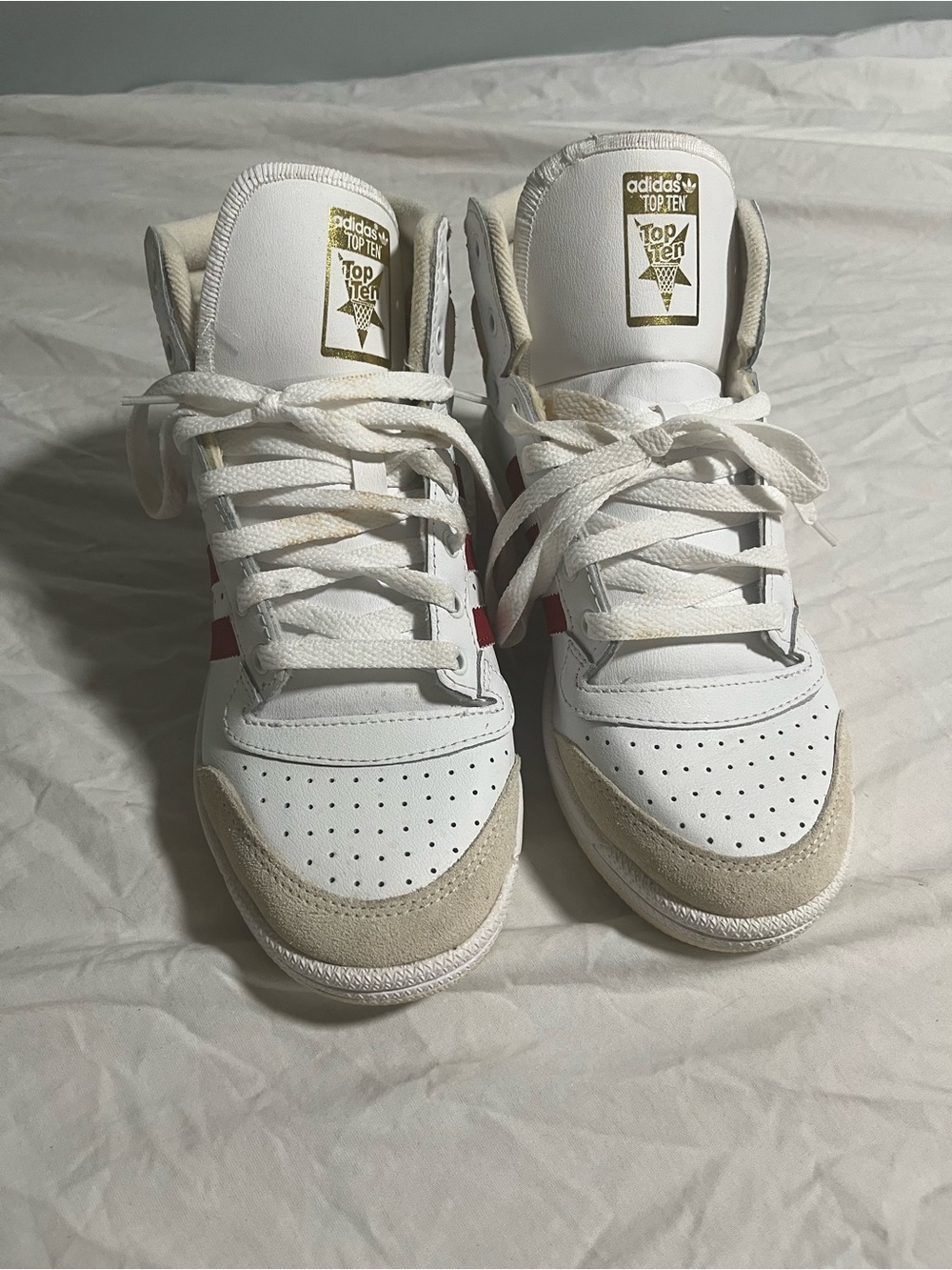 Adidas Men’s White Sneakers with Red Accents - Picture 2 of 6